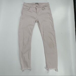 Zara Cream Skinny Raw Hem Jeans Size 6 Women's